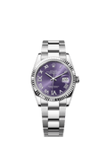 Rolex Datejust 36 Stainless Steel / Fluted / Aubergine Roman-Diamonds / Oyster — Ref. 126234