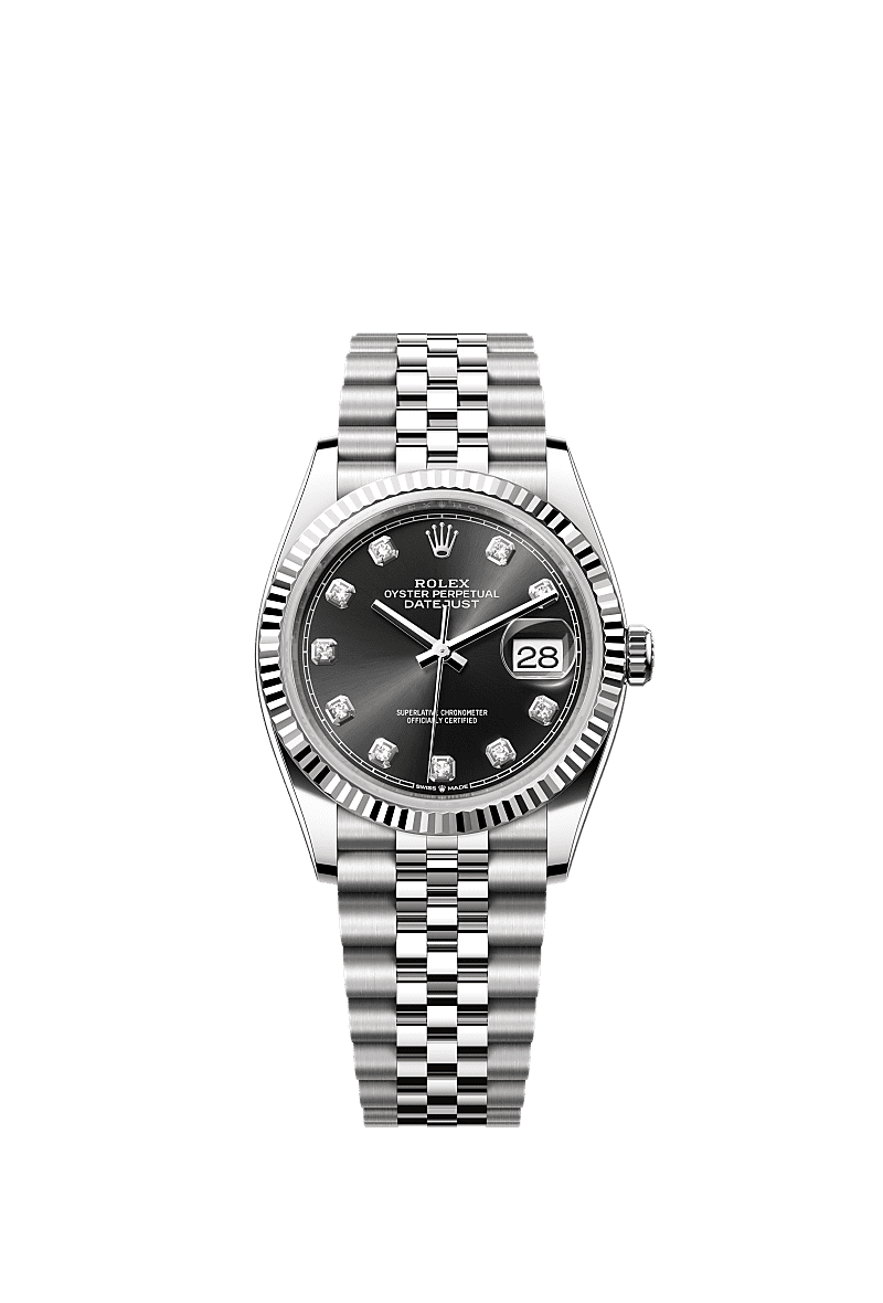 Rolex Datejust 36 Stainless Steel / Fluted / Black-Diamond / Jubilee — Ref. 126234