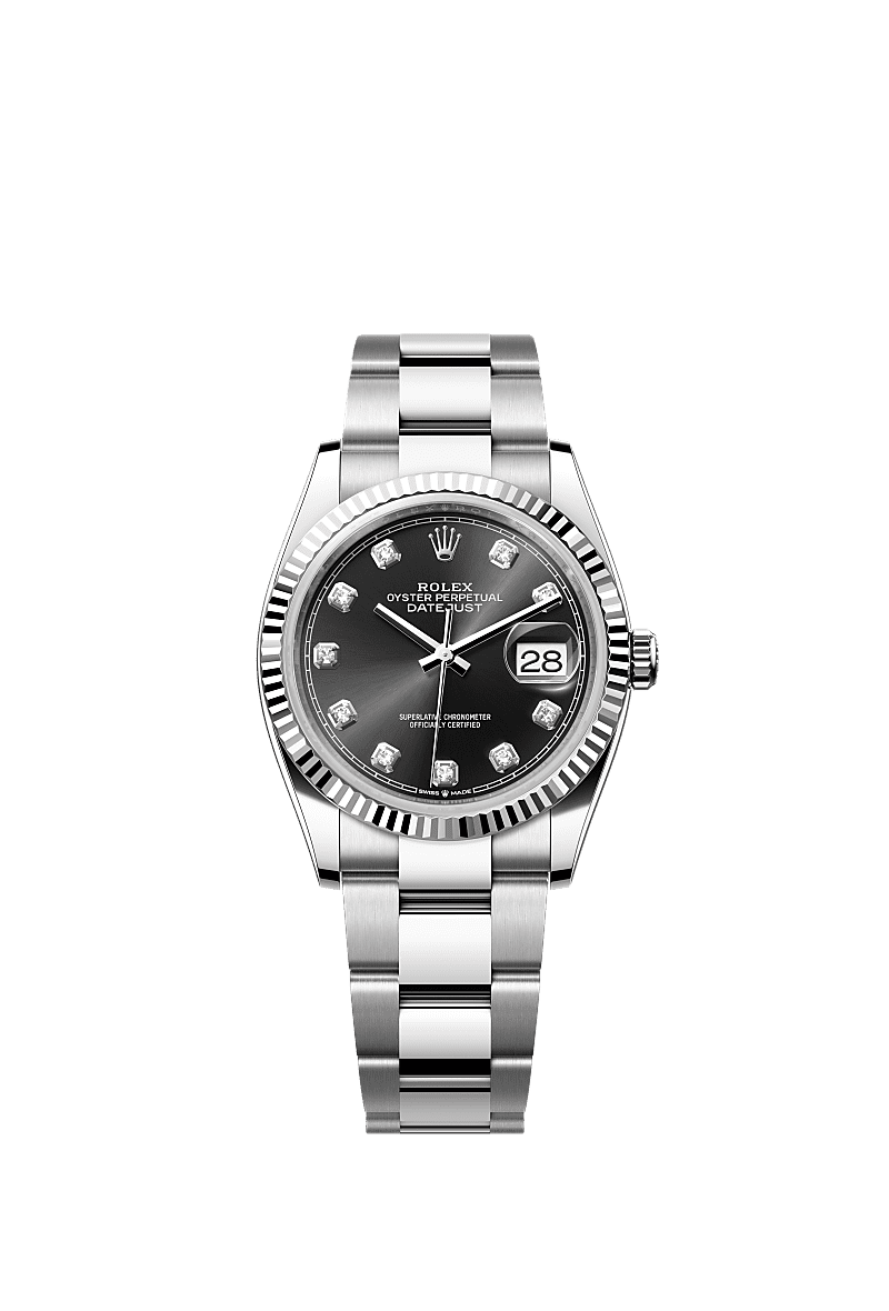Rolex Datejust 36 Stainless Steel / Fluted / Black-Diamond / Oyster — Ref. 126234