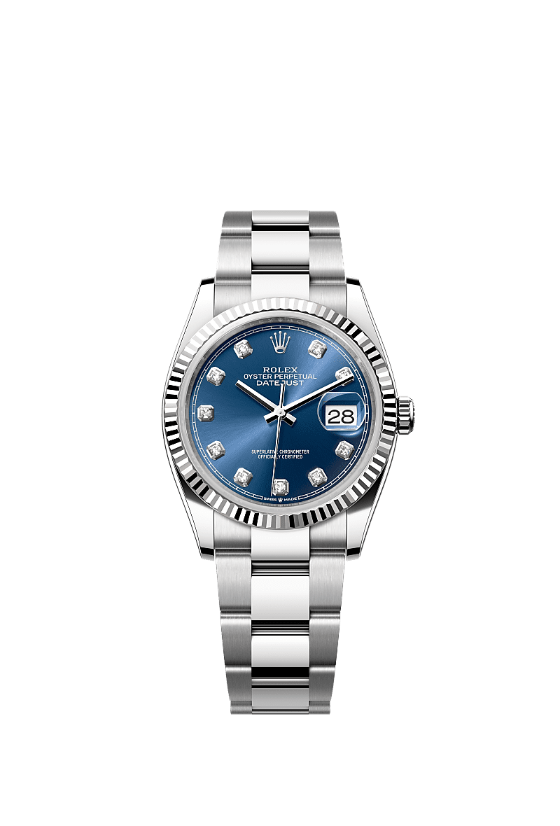 Rolex Datejust 36 Stainless Steel / Fluted / Blue-Diamond / Oyster — Ref. 126234