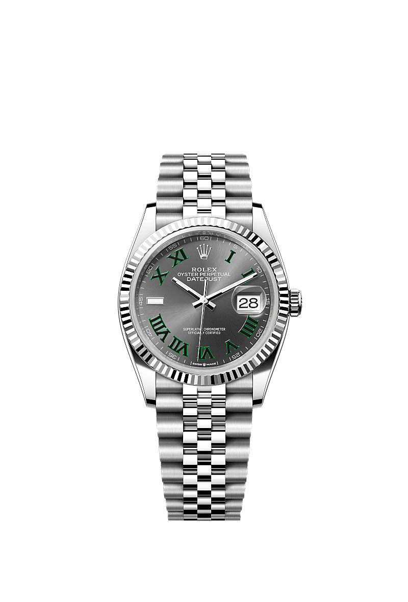 Rolex (Wimbledon) Datejust 36 Stainless Steel / Fluted / Slate - Roman / Jubilee — Ref. 126234