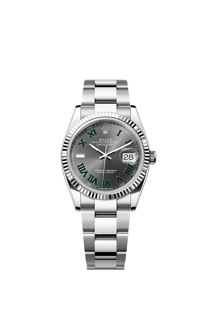 Rolex Datejust 36 Stainless Steel / Fluted / Slate - Roman / Oyster — Ref. 126234