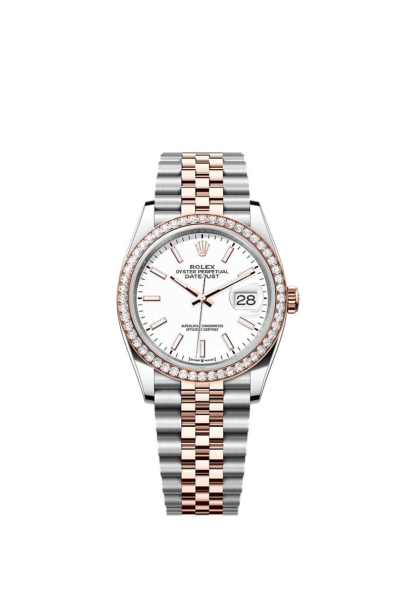 Rolex Datejust 36 Stainless Steel / Everose / Diamond / White / Jubilee — Ref. 126281RBR