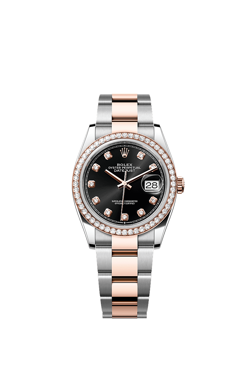 Rolex Datejust 36 Stainless Steel / Everose / Diamond / Black Diamond / Oyster — Ref. 126281RBR