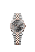 Rolex Datejust 36 Stainless Steel / Everose / Diamond / Dark Rhodium Roman / Jubilee — Ref. 126281RBR