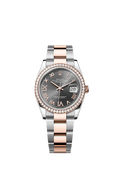 Rolex Datejust 36 Stainless Steel / Everose / Diamond / Dark Rhodium Roman / Oyster — Ref. 126281RBR