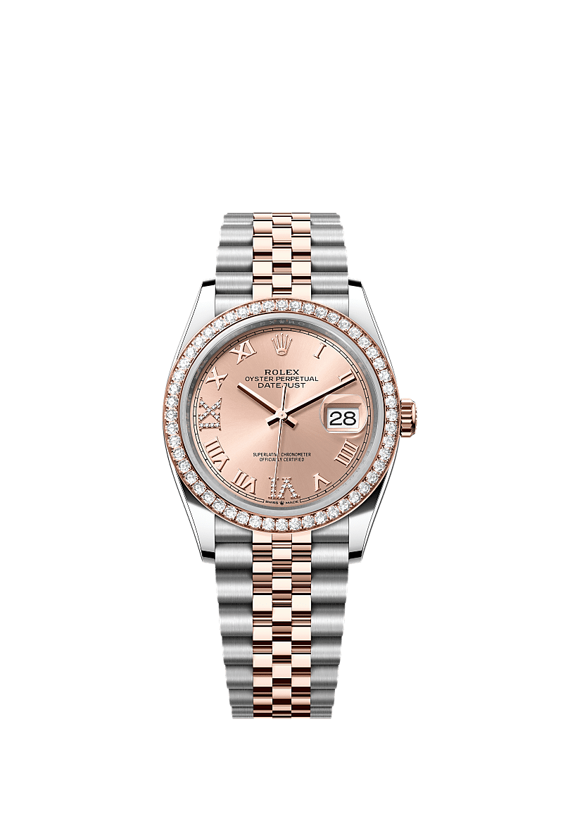 Rolex Datejust 36 Stainless Steel / Everose / Diamond / Rose Roman / Jubilee — Ref. 126281RBR