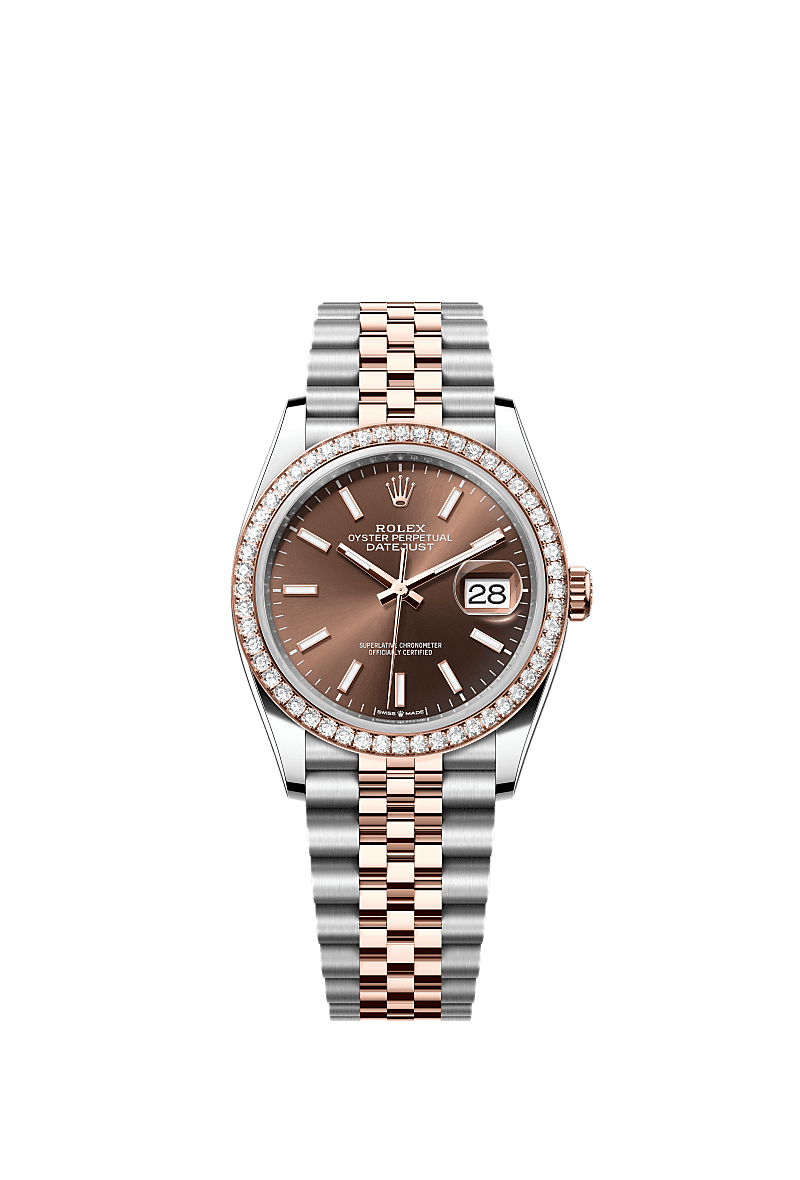 Rolex - Datejust 36 Stainless Steel - Everose - Diamond / Chocolate / Jubilee — Ref. 126281RBR