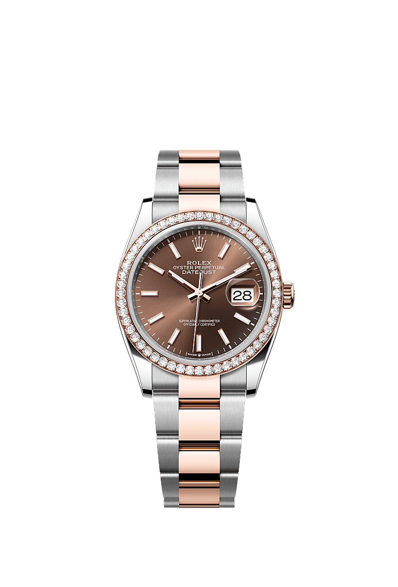Rolex - Datejust 36 Stainless Steel - Everose - Diamond / Chocolate / Oyster — Ref. 126281RBR