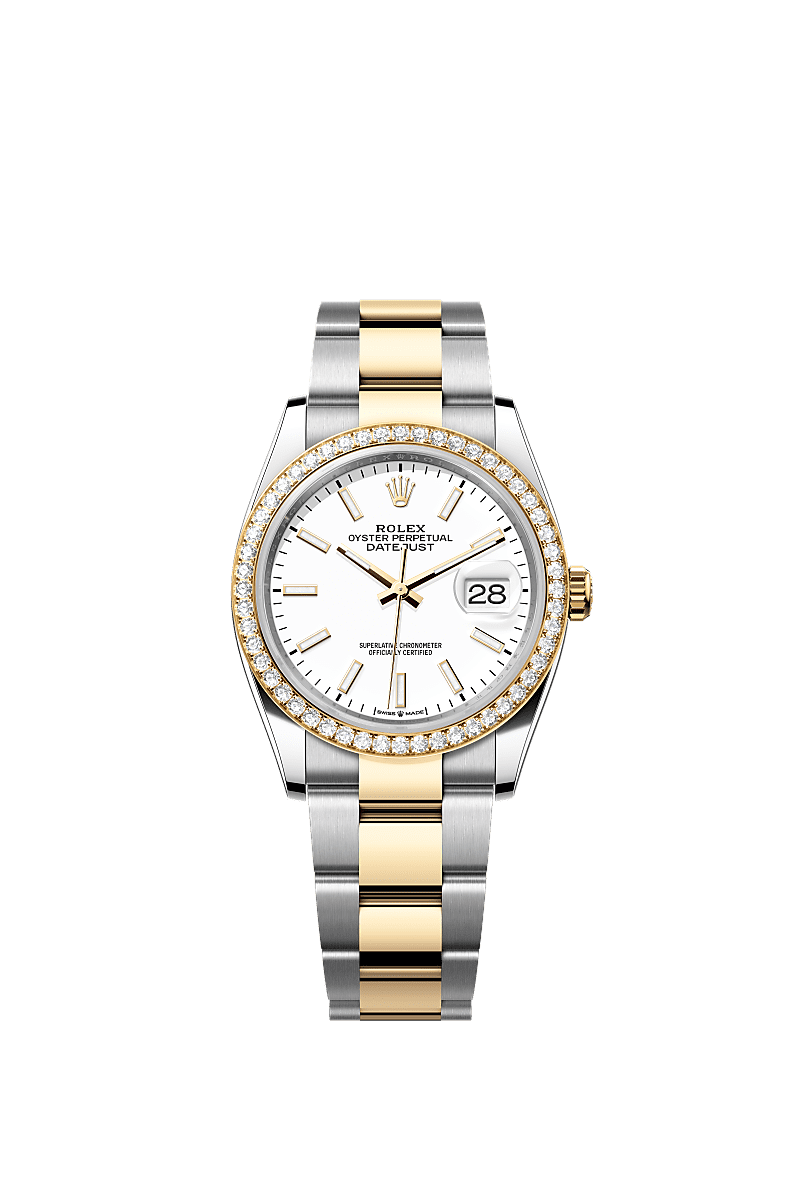 Rolex Datejust 36 Stainless Steel / Yellow Gold / Diamond / White / Oyster — Ref. 126283RBR