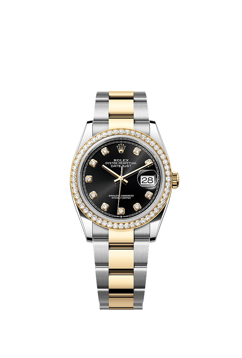 Rolex Datejust 36 Stainless Steel / Yellow Gold / Diamond / Black Diamond / Oyster — Ref. 126283RBR