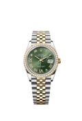 Rolex Datejust 36 Stainless Steel / Yellow Gold / Diamond / Olive Green Roman / Jubilee — Ref. 126283RBR