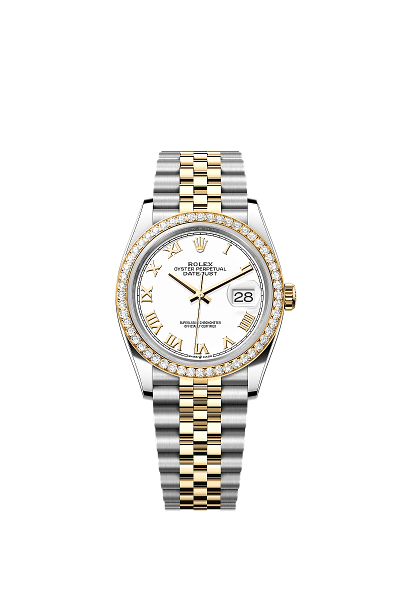 Rolex Datejust 36 Stainless Steel / Yellow Gold / Diamond / White Roman / Jubilee — Ref. 126283RBR