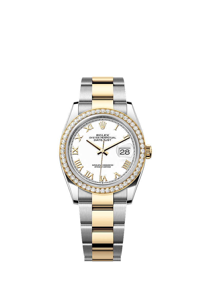 Rolex Datejust 36 Stainless Steel / Yellow Gold / Diamond / White Roman / Oyster — Ref. 126283RBR