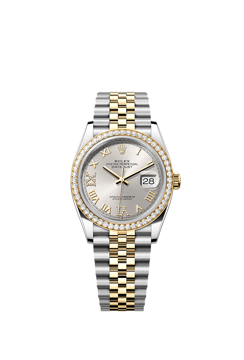 Rolex Datejust 36 Stainless Steel / Yellow Gold / Diamond / Silver Roman / Jubilee — Ref. 126283RBR