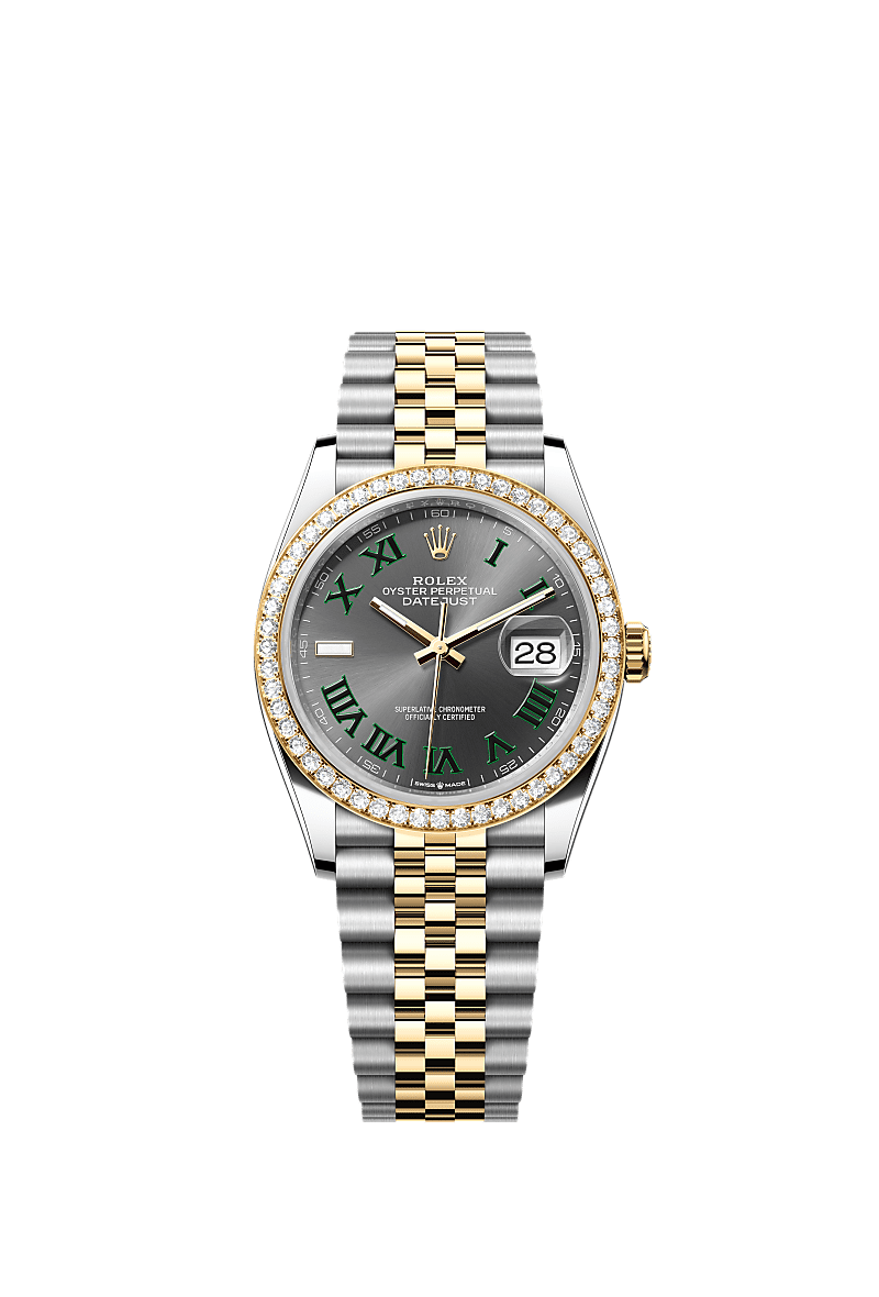 Rolex (Wimbledon) Datejust 36 Stainless Steel / Yellow Gold / Diamond / Slate - Roman / Jubilee — Ref. 126283RBR