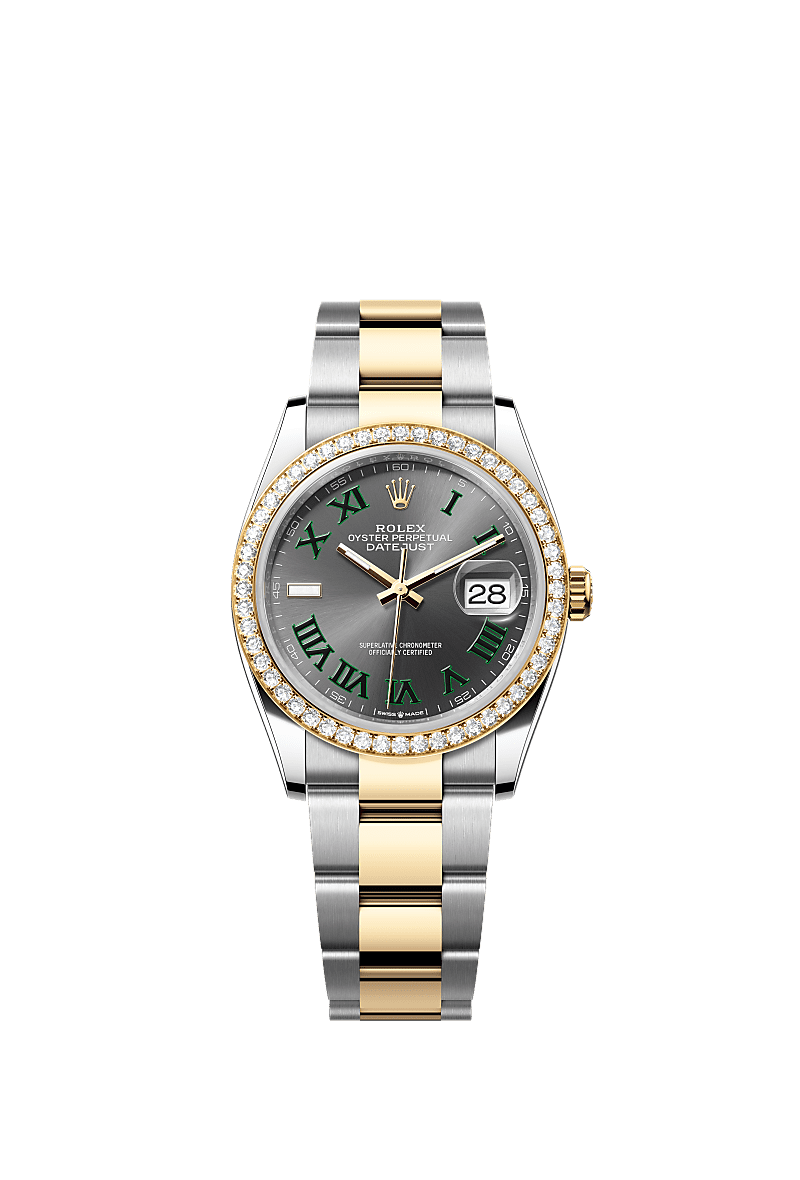 Rolex (Wimbledon) Datejust 36 Stainless Steel / Yellow Gold / Diamond / Slate - Roman / Oyster — Ref. 126283RBR