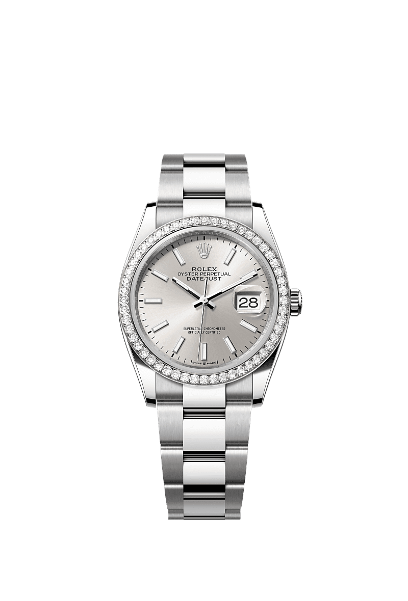 Rolex Datejust 36 Stainless Steel / Diamond / Silver / Oyster — Ref. 126284RBR
