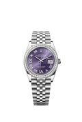 Rolex Datejust 36 Stainless Steel / Diamond / Aubergine Roman-Diamonds / Jubilee — Ref. 126284RBR