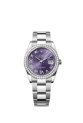 Rolex Datejust 36 Stainless Steel / Diamond / Aubergine Roman-Diamonds / Oyster — Ref. 126284RBR