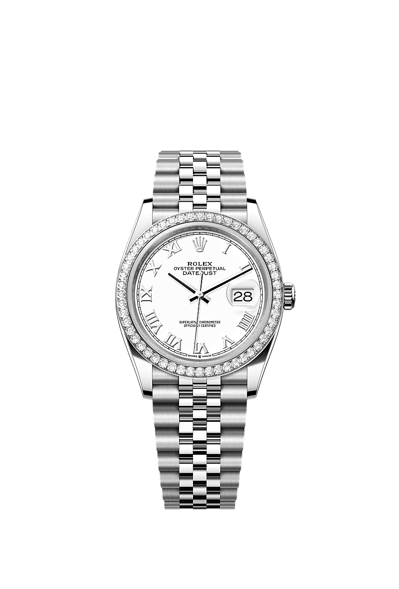 Rolex Datejust 36 Stainless Steel / Diamond / White Roman / Jubilee — Ref. 126284RBR
