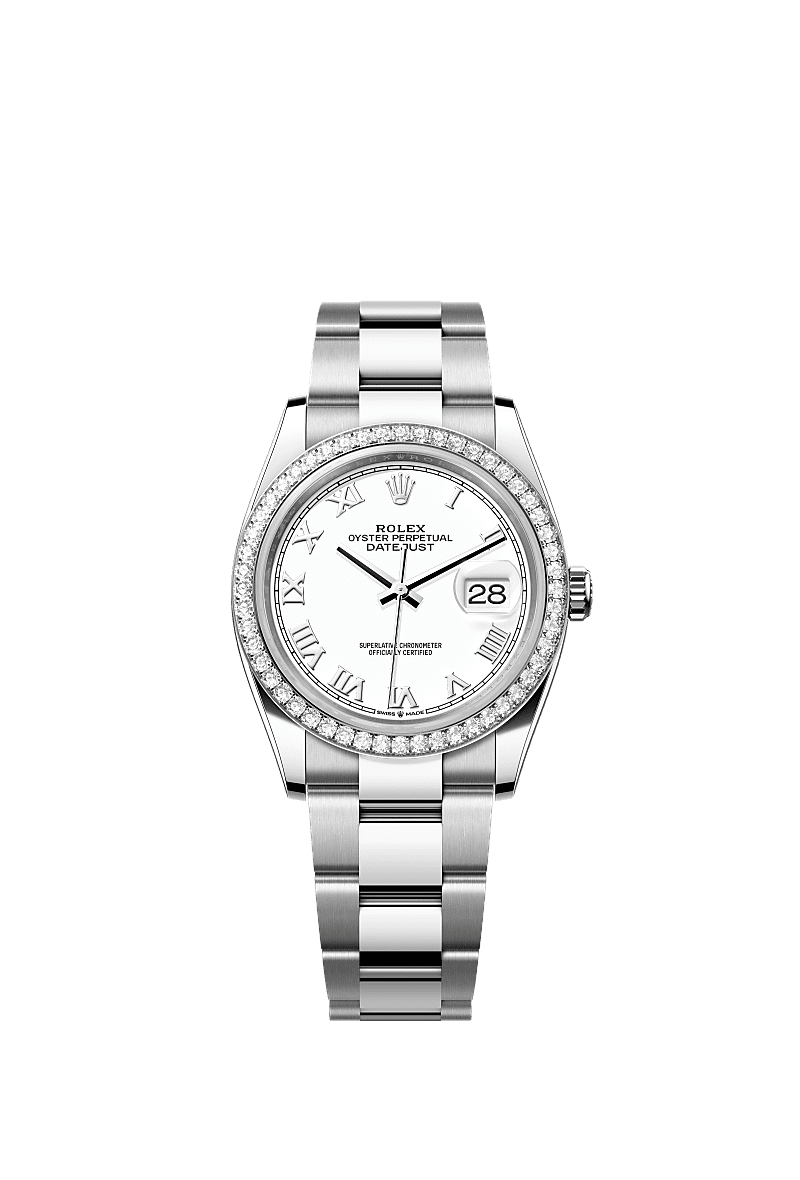 Rolex Datejust 36 Stainless Steel / Diamond / White Roman / Oyster — Ref. 126284RBR