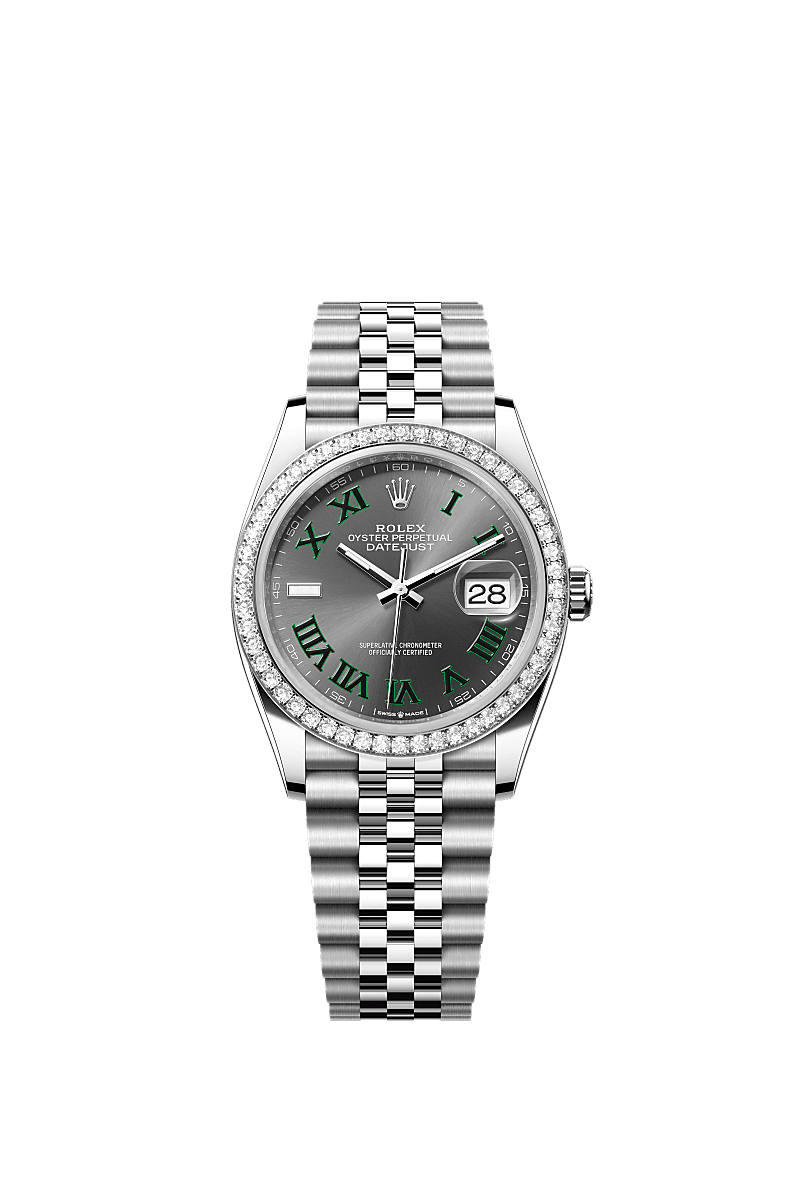 Rolex (Wimbledon) Datejust 36 Stainless Steel / Diamond / Slate - Roman / Jubilee — Ref. 126284RBR