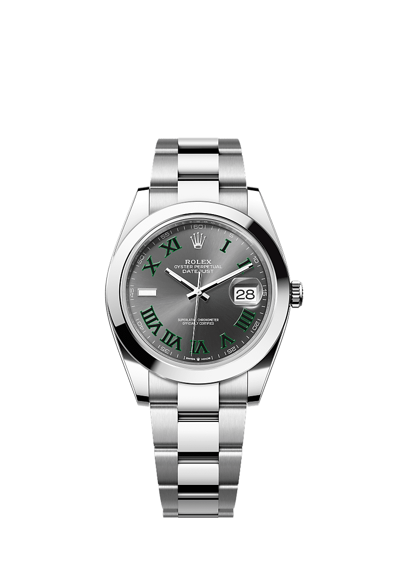 Rolex (Wimbledon) Datejust 41 Stainless Steel Smooth / Oyster / Slate Roman — Ref. 126300