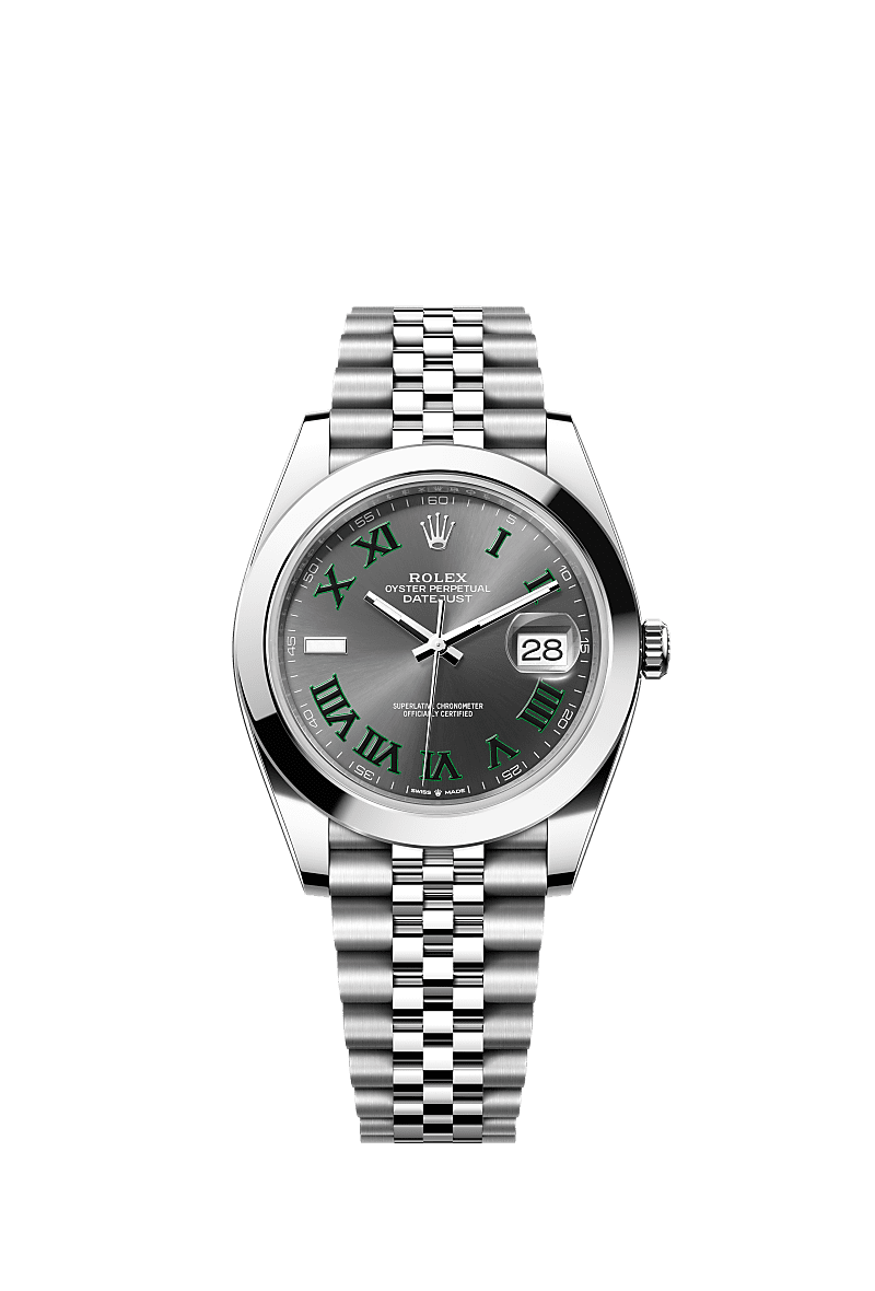 Rolex (Wimbledon) Datejust 41 Stainless Steel Smooth / Jubilee / Slate Roman — Ref. 126300