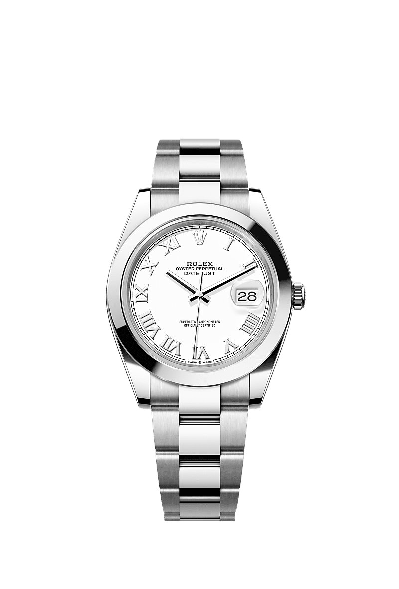 Rolex Datejust 41 Stainless Steel Smooth / Oyster / White Roman — Ref. 126300