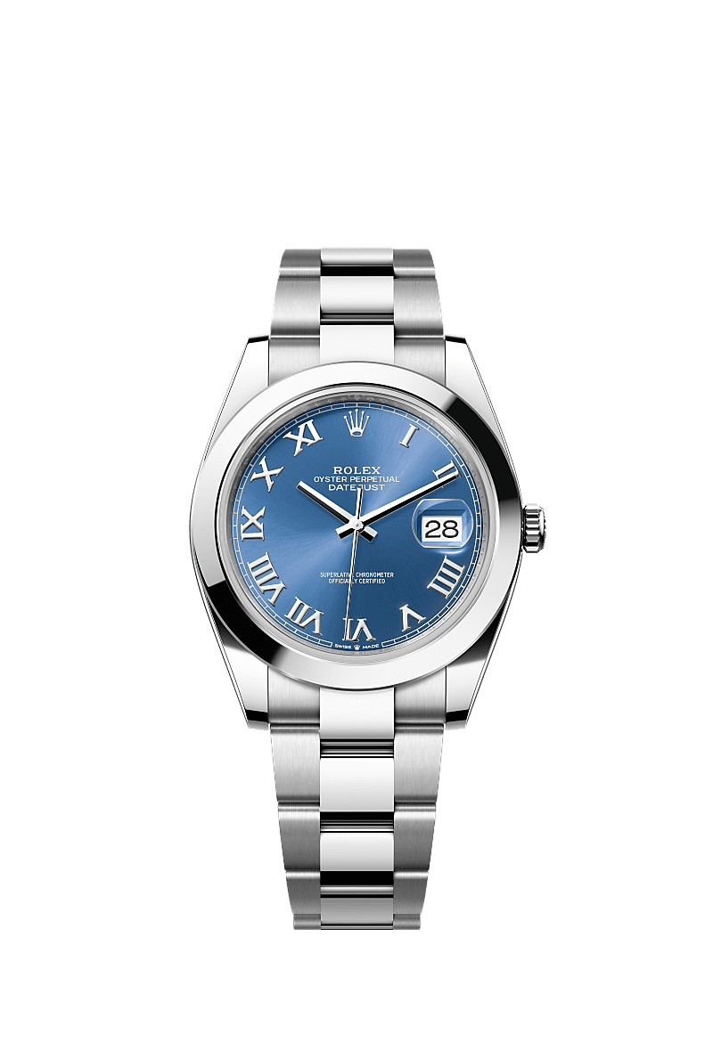 Rolex Datejust 41 Stainless Steel Smooth / Oyster / Blue Roman — Ref. 126300