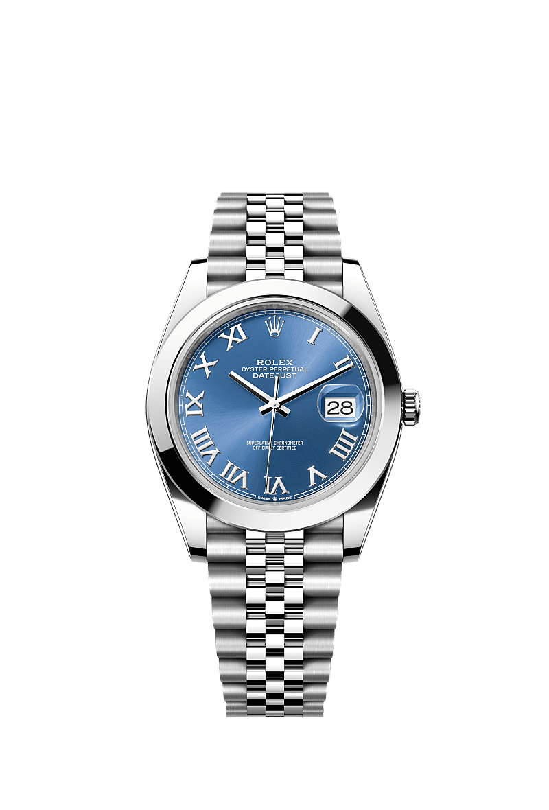 Rolex Datejust 41 Stainless Steel Smooth / Jubilee / Blue Roman — Ref. 126300