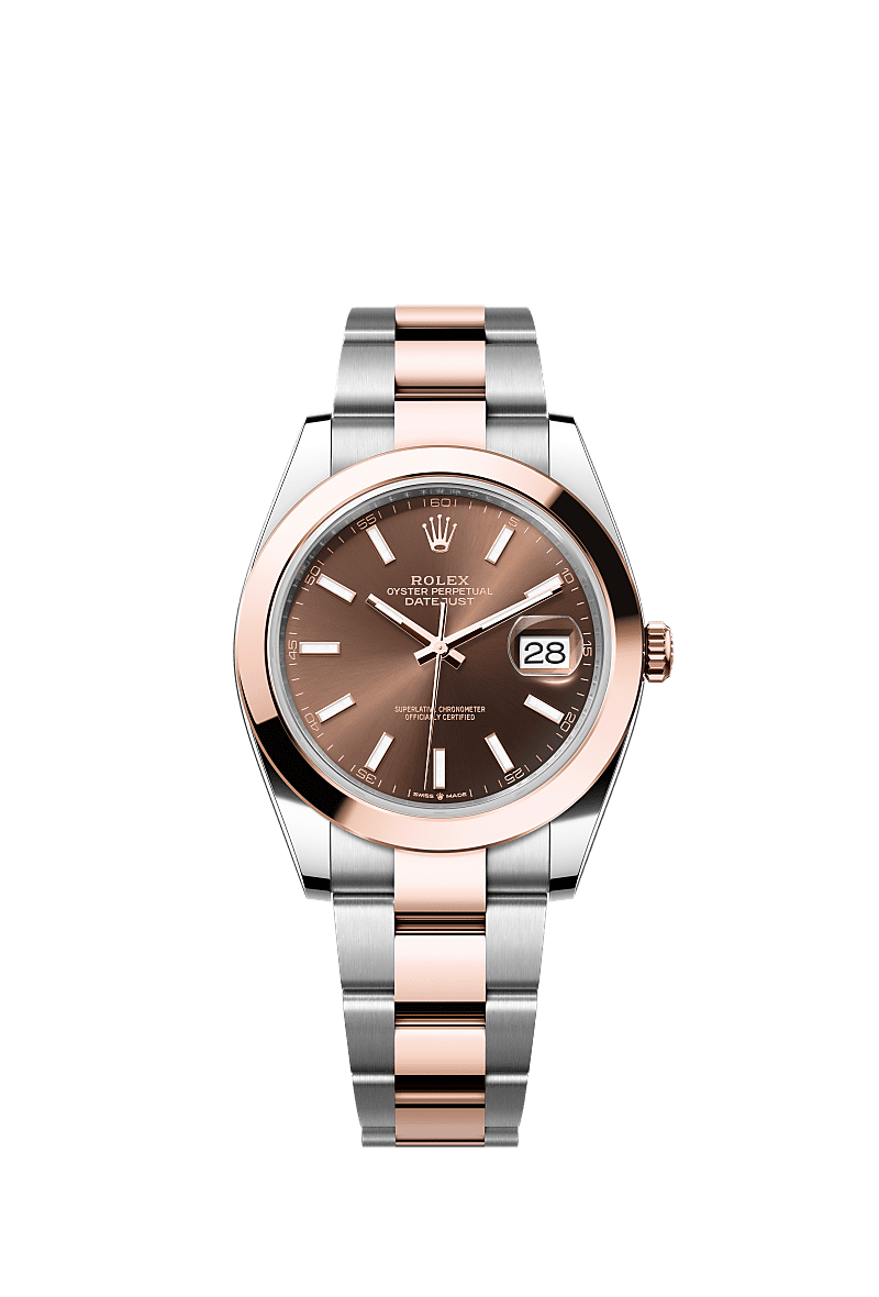 Rolex Datejust 41 Rolesor Everose Smooth / Oyster / Chocolate — Ref. 126301