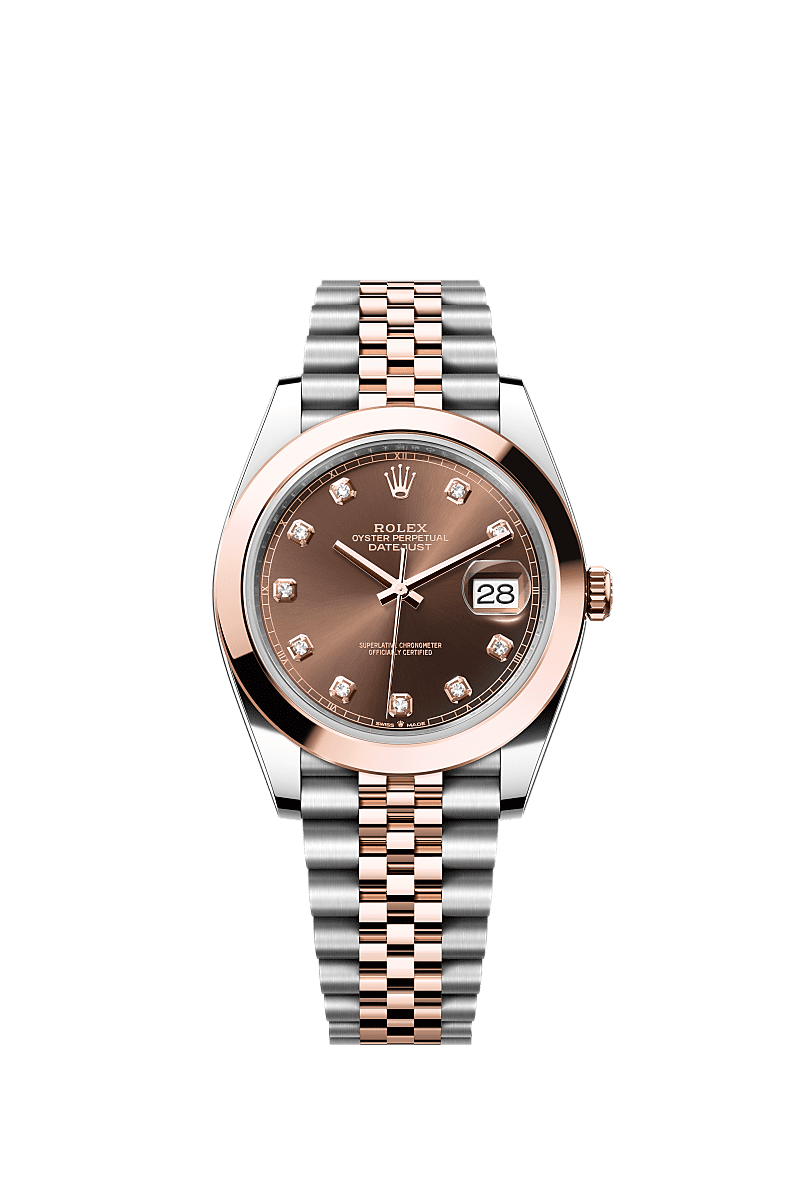 Rolex Datejust 41 Rolesor Everose Smooth / Jubilee / Chocolate - Diamond — Ref. 126301