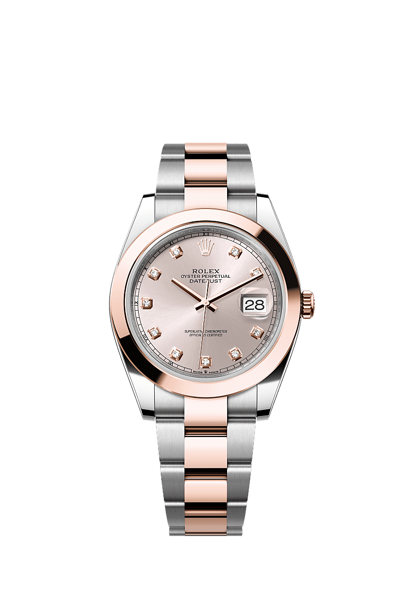Rolex Datejust 41 Rolesor Everose Smooth / Oyster / Sundust - Diamond — Ref. 126301