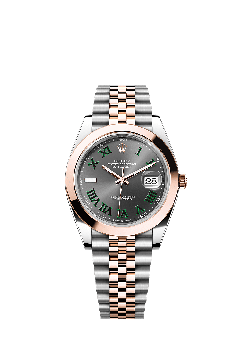 Rolex (Wimbledon) Datejust 41 Rolesor Everose Smooth / Jubilee/ Slate - Roman — Ref. 126301