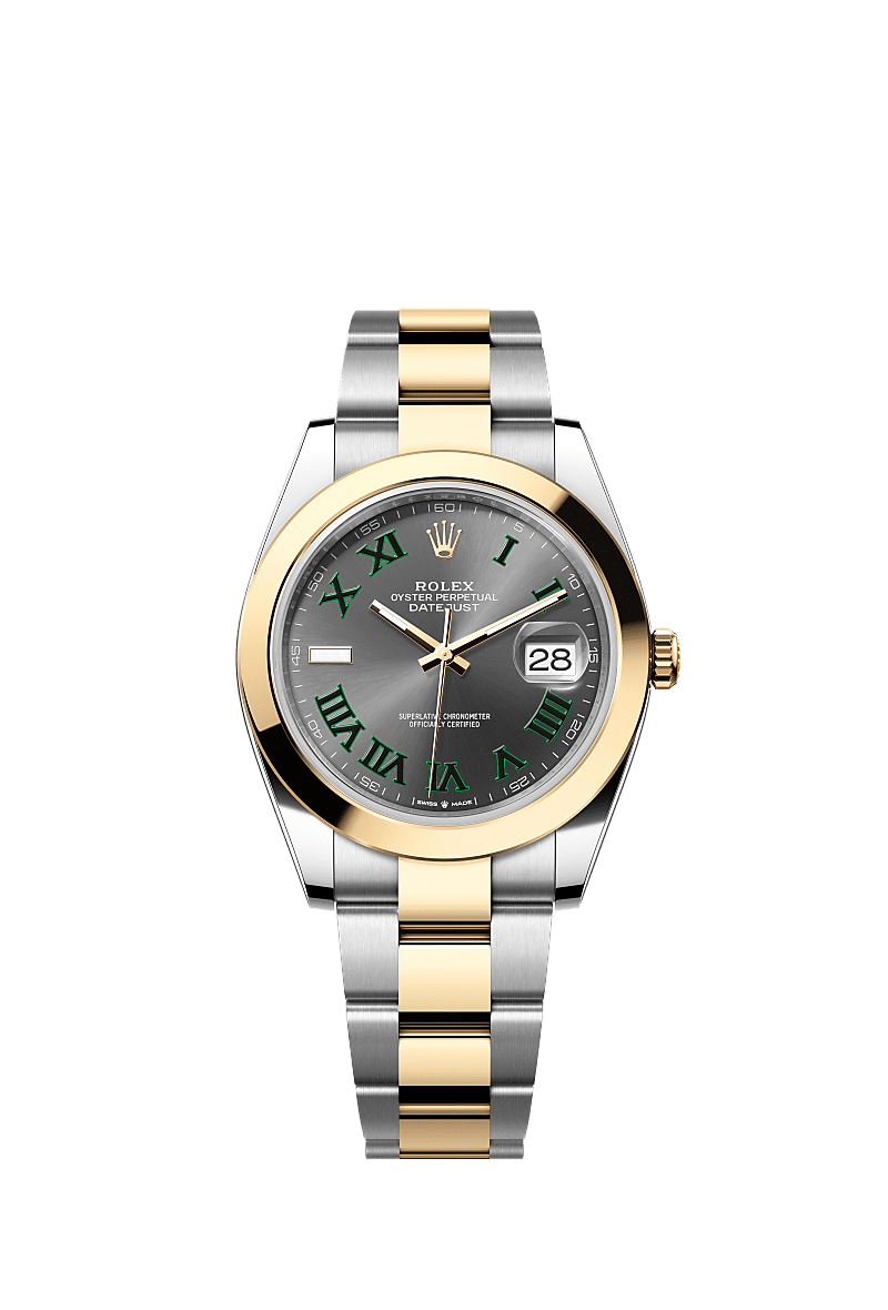 Rolex (Wimbledon) Datejust 41 Rolesor Yellow Smooth / Oyster / Slate - Roman — Ref. 126303