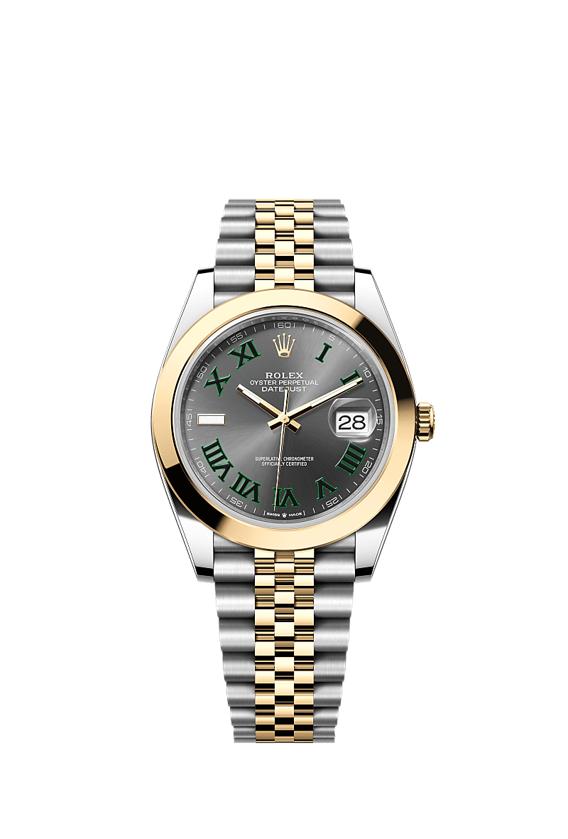 Rolex (Wimbledon) Datejust 41 Rolesor Yellow Smooth / Jubilee / Slate - Roman — Ref. 126303