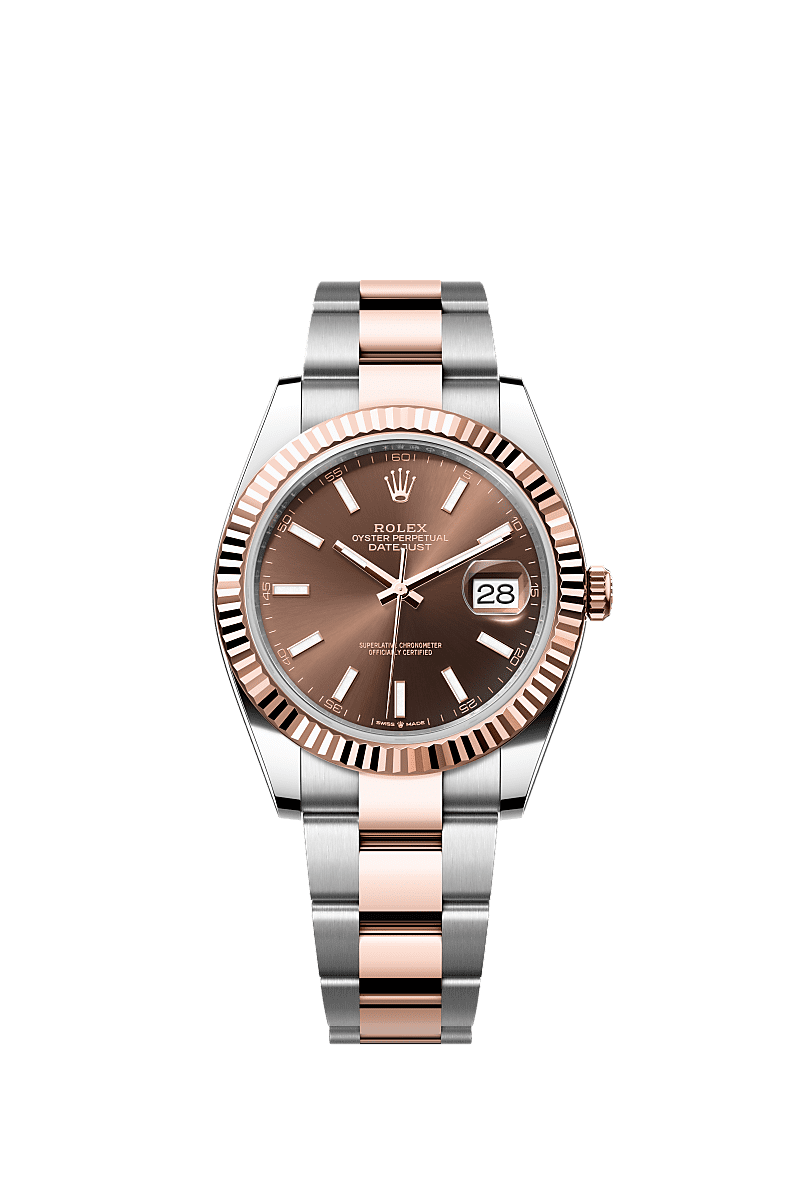 Rolex Datejust 41 Rolesor Everose Fluted / Oyster / Chocolate — Ref. 126331