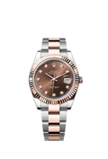 Rolex Datejust 41 Rolesor Everose Fluted / Oyster / Chocolate - Diamond — Ref. 126331