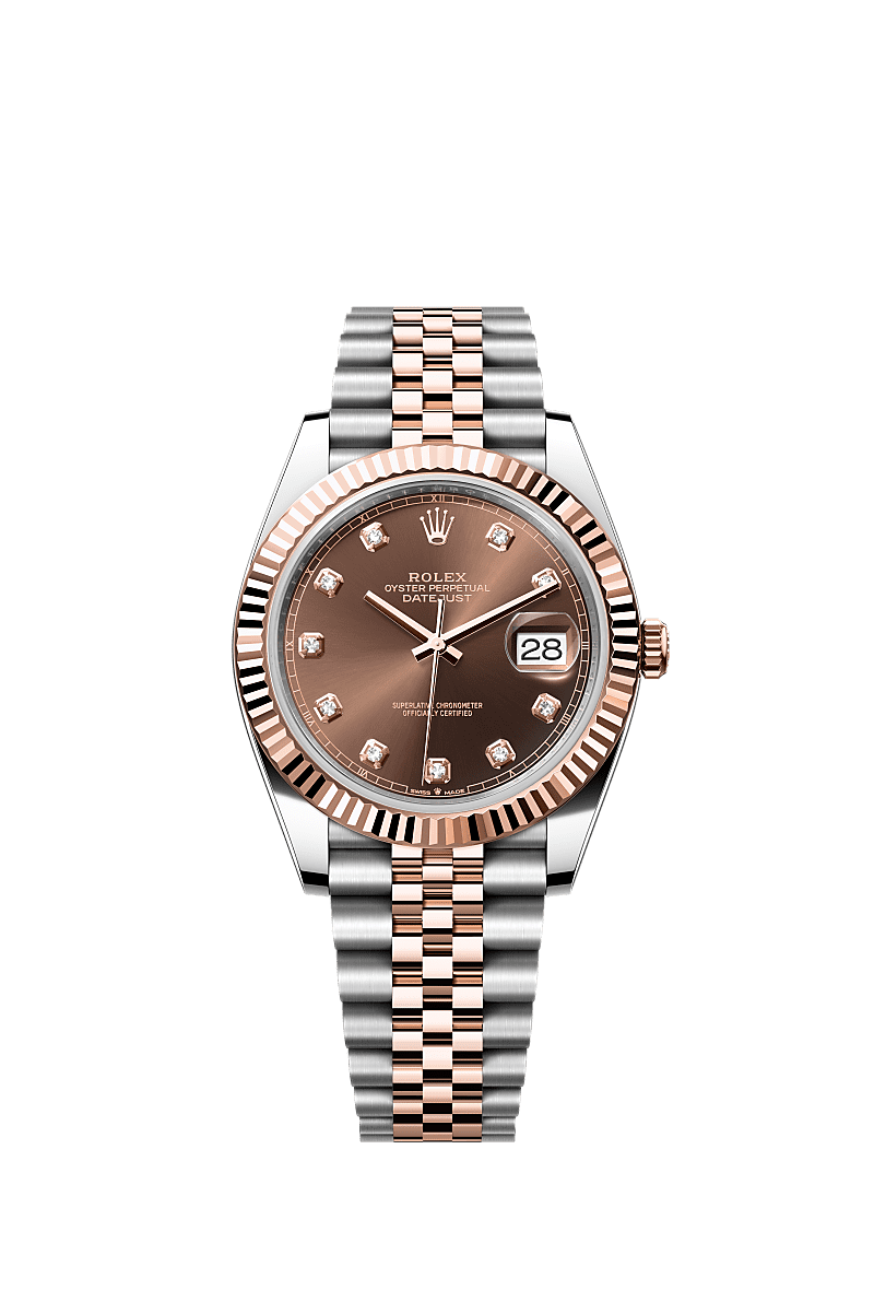 Rolex Datejust 41 Rolesor Everose Fluted / Jubilee / Chocolate - Diamond — Ref. 126331