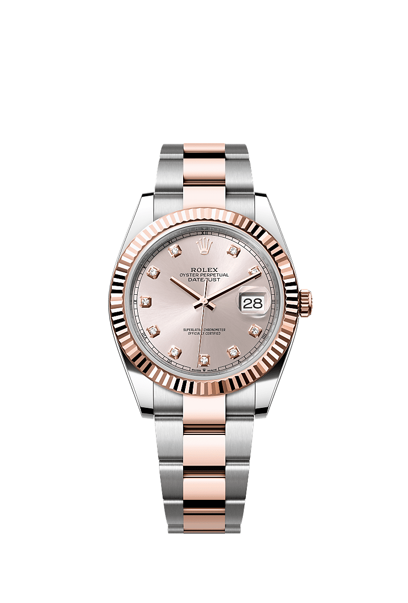 Rolex Datejust 41 Rolesor Everose Fluted / Oyster / Sundust - Diamond — Ref. 126331