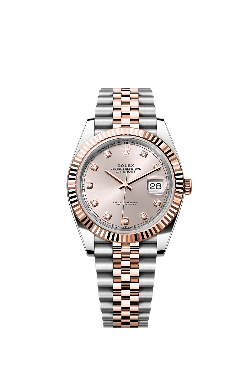 Rolex Datejust 41 Rolesor Everose Fluted / Jubilee / Sundust - Diamond — Ref. 126331