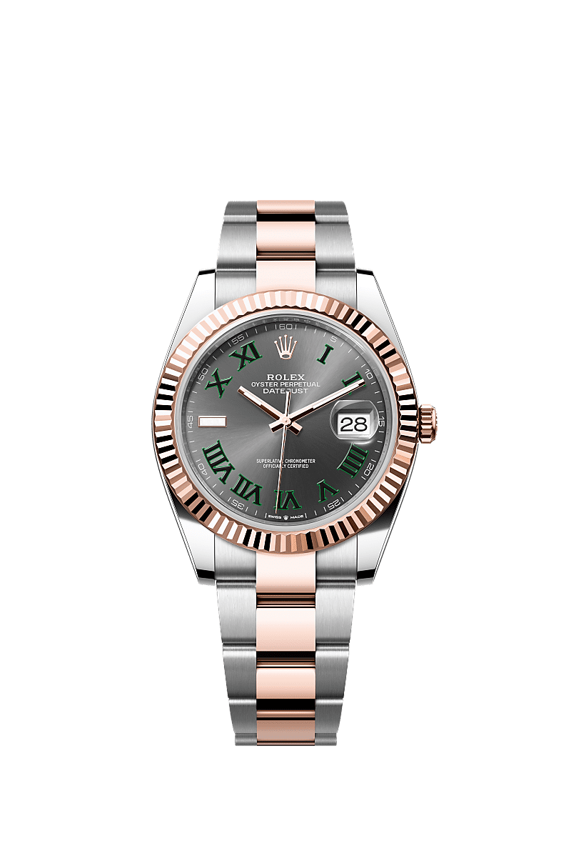 Rolex (Wimbledon) Datejust 41 Rolesor Everose Fluted / Oyster / Slate - Roman — Ref. 126331