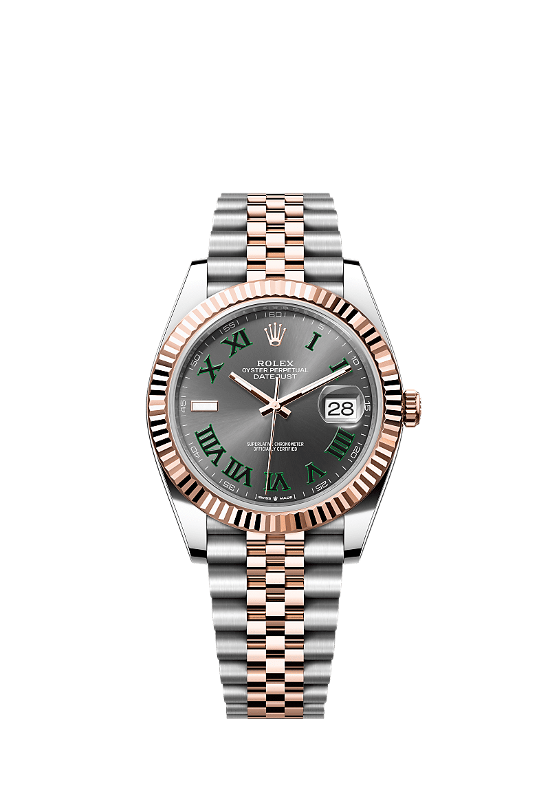 Rolex (Wimbledon) Datejust 41 Rolesor Everose Fluted / Jubilee / Slate - Roman — Ref. 126331