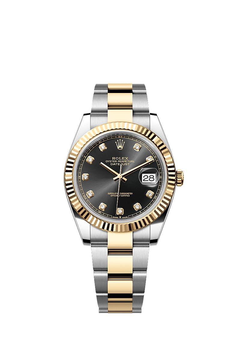 Rolex Datejust 41 126333-0005 - Rolesor Yellow Fluted / Oyster / Black - Diamond
