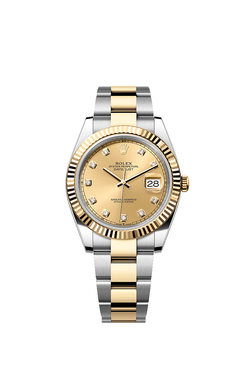 Rolex Datejust 41 126333-0011 - Rolesor Yellow Fluted / Oyster / Champagne - Diamond