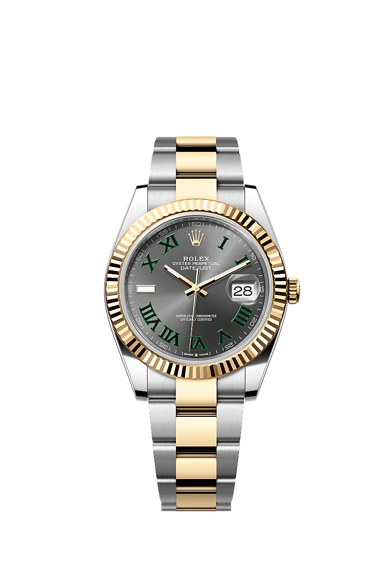Rolex Datejust 41 126333-0019 - Wimbledon Rolesor Yellow Fluted / Oyster / Slate - Roman