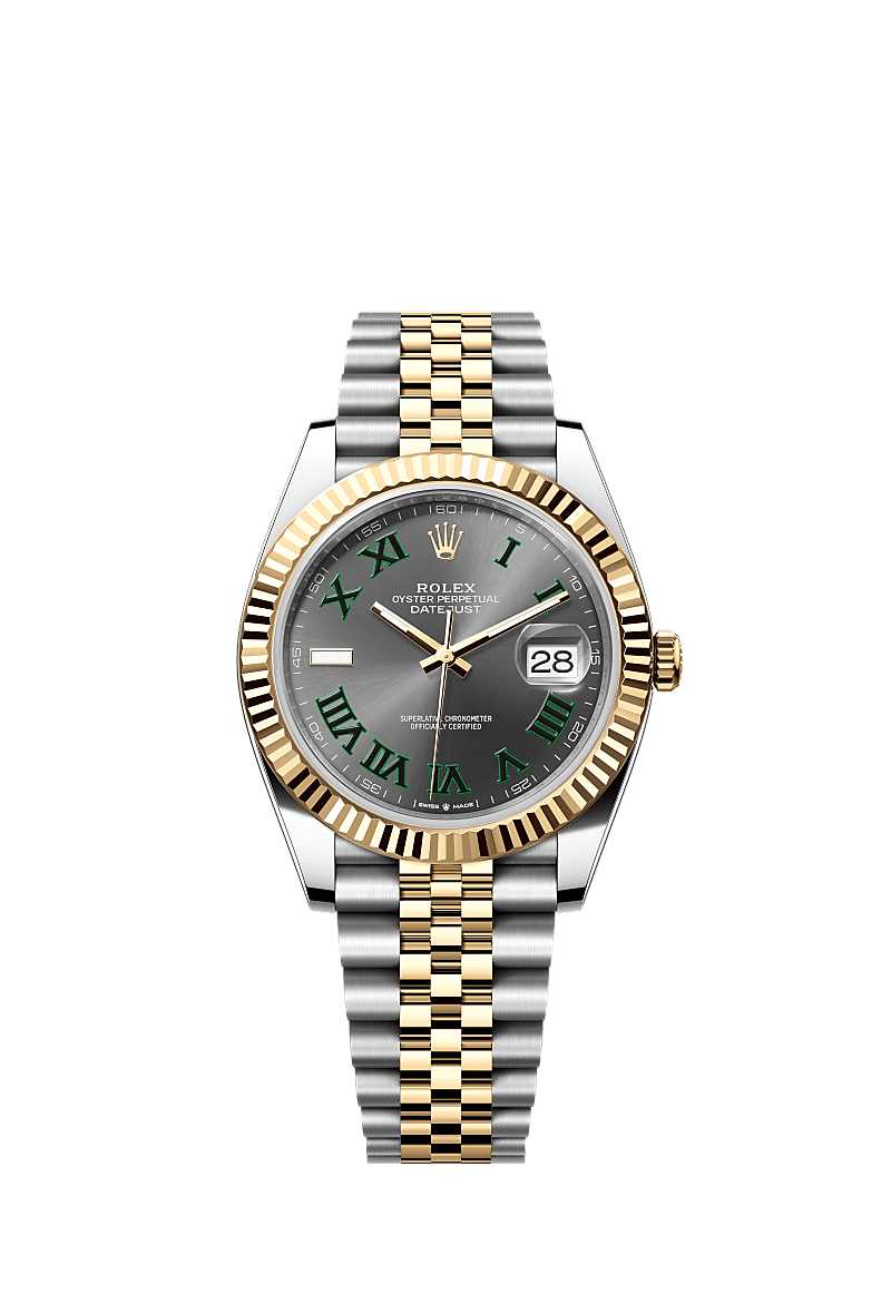 Rolex Datejust 41 126333-0020 - Wimbledon Rolesor Yellow Fluted / Jubilee / Slate - Roman