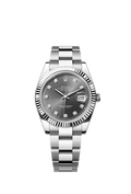 Rolex Datejust 41 Stainless Steel Fluted / Oyster / Dark Rhodium - Diamond — Ref. 126334